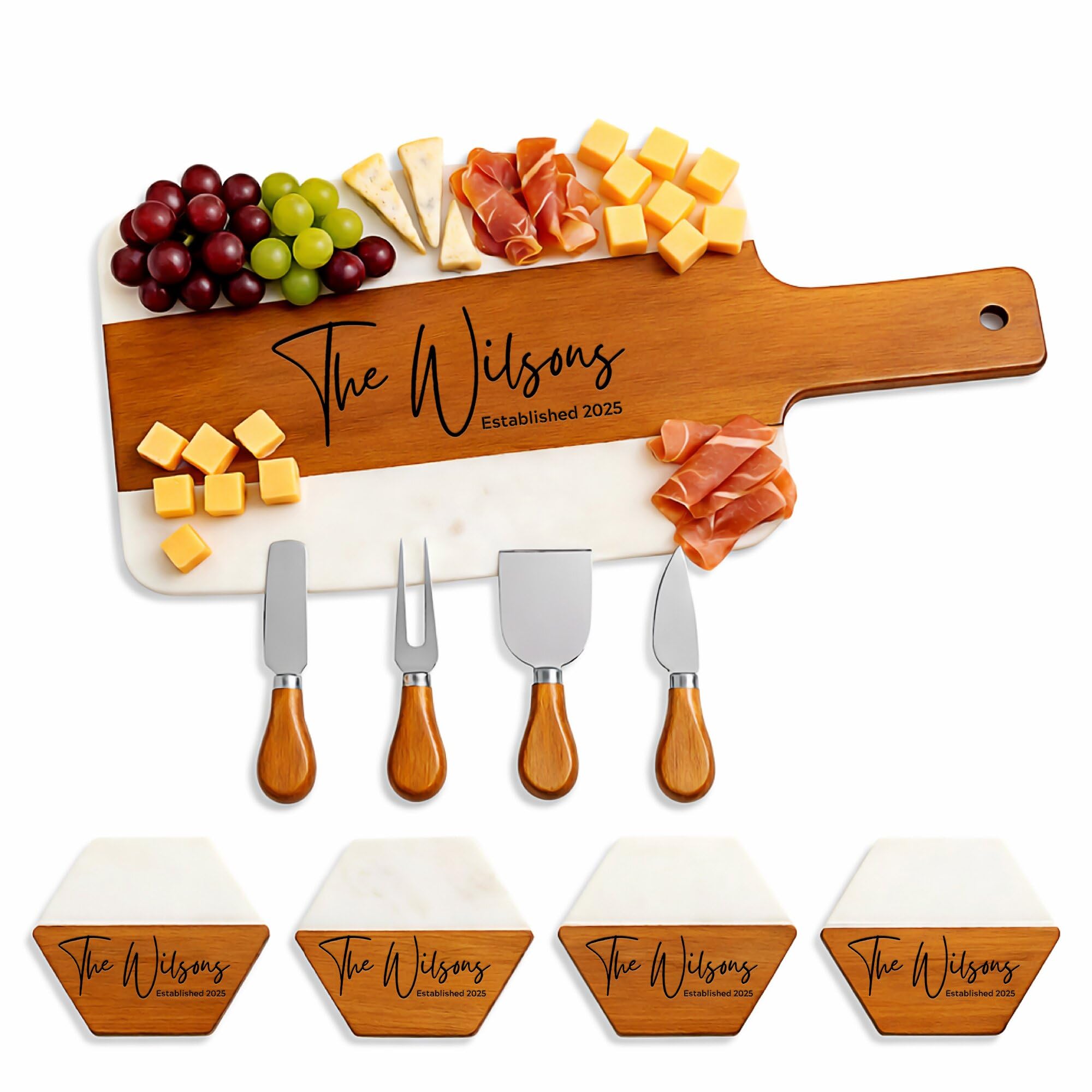 Engraved Maple Charcuterie Set