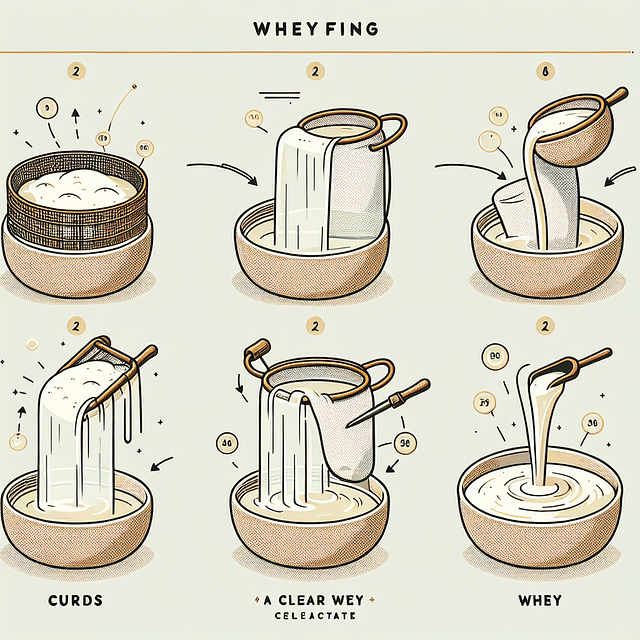 curds being separated from the whey