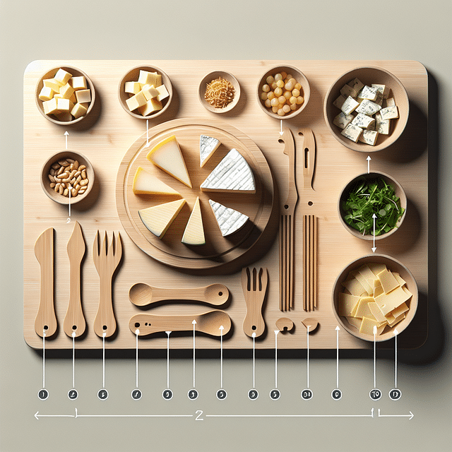 eco-friendly cheese board utensils and bowls