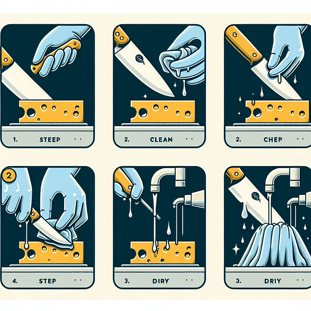 cleaning and drying a cheese knife after sharpening