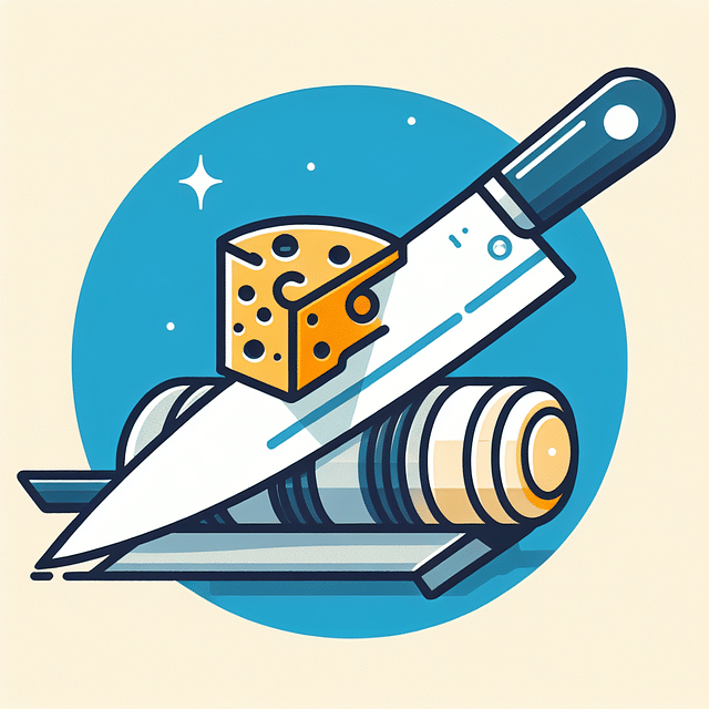 cheese knife being honed on a rod at a 20-degree angle