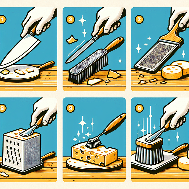 cheese tools being brushed off with a soft-bristle brush
