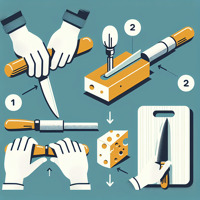 sharpening a cheese knife with a honing rod