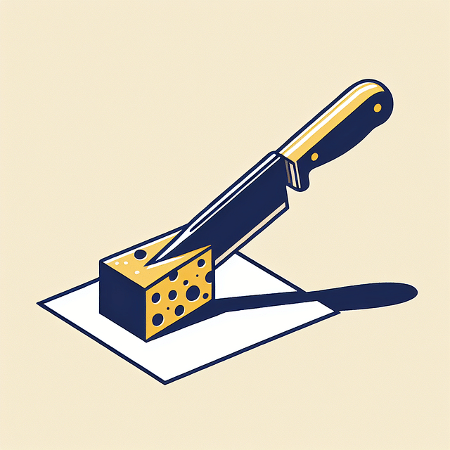 cheese knife slicing through paper to test sharpness