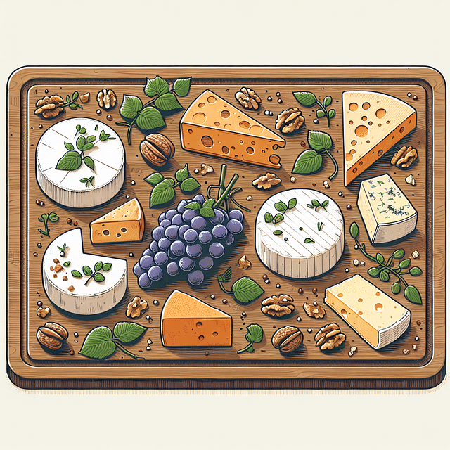 cheese board decorated with natural elements