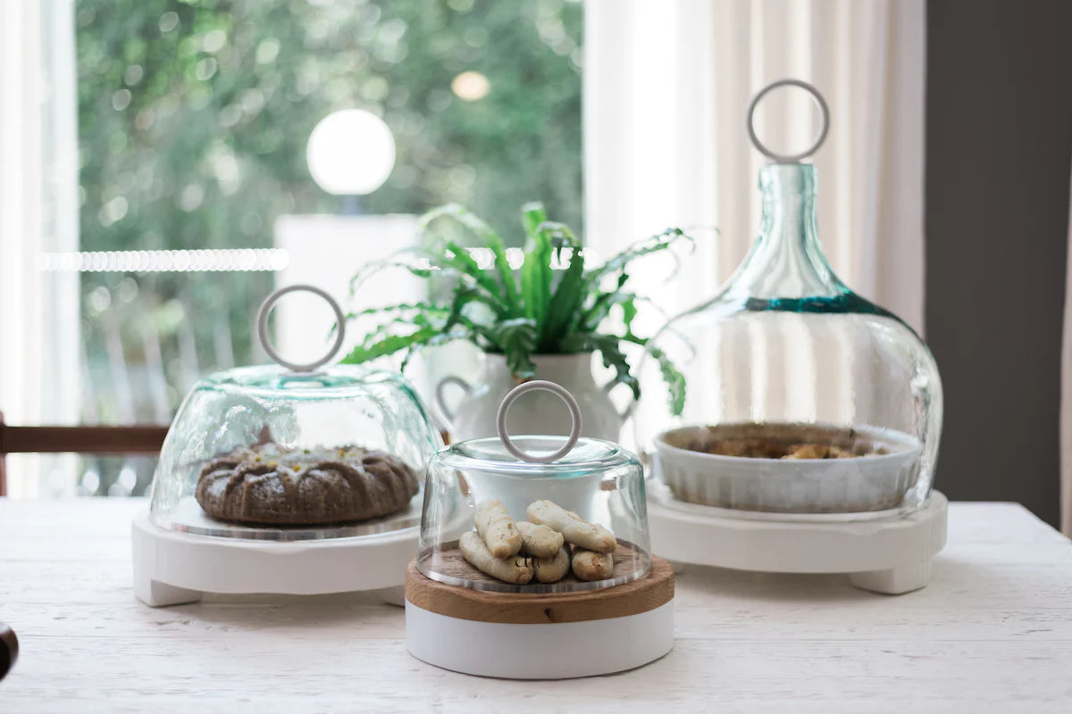 Recycled glass cheese cloche
