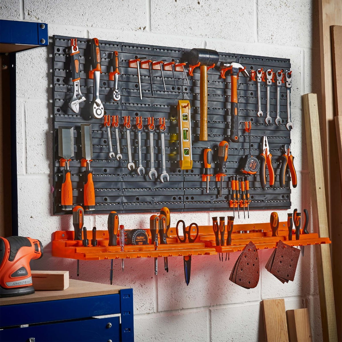 wall-mounted tool rack