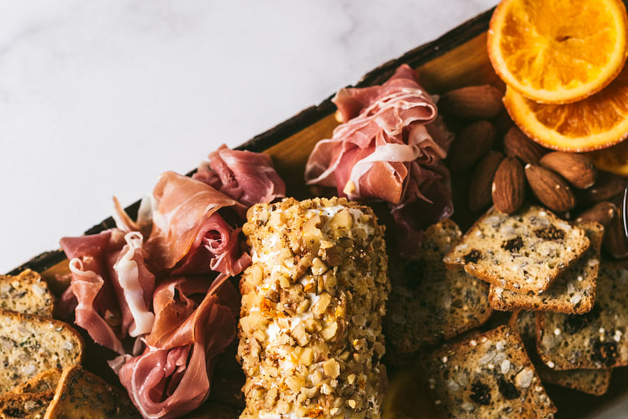 fresh goat cheese on board