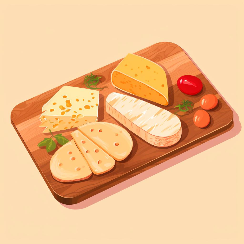 A large wooden cheese board