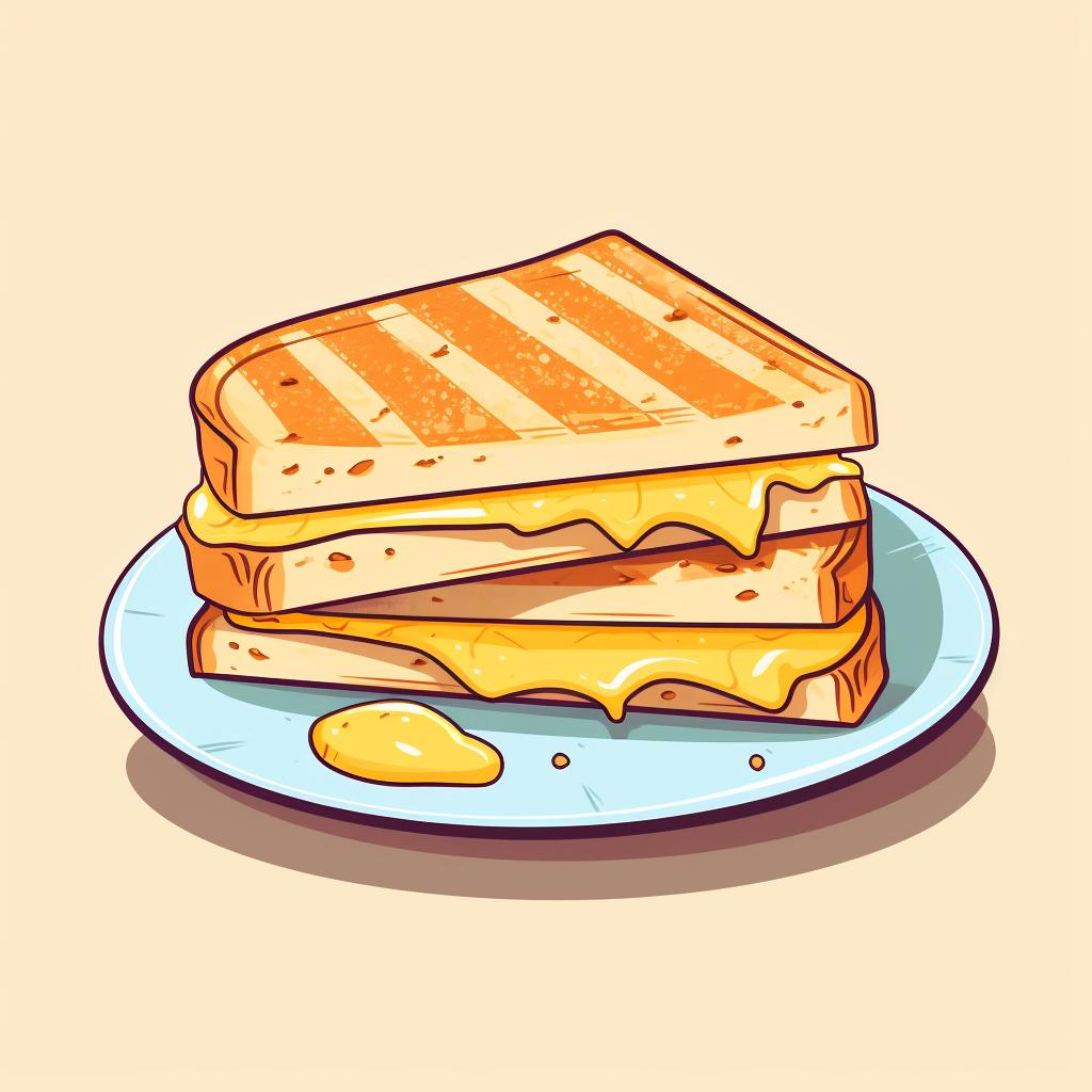 Cut grilled cheese sandwich on a plate